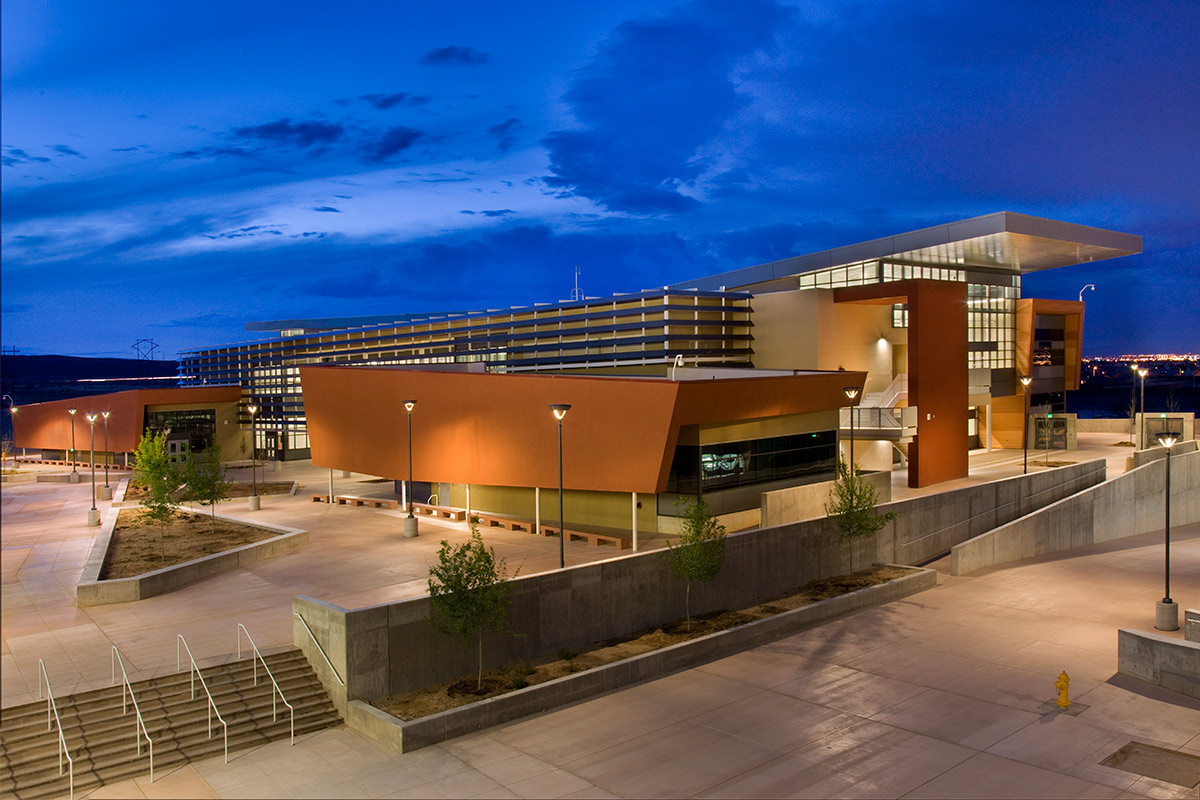 Architectural dusk view of Atrisco Academy High School - Albuquerque, NM